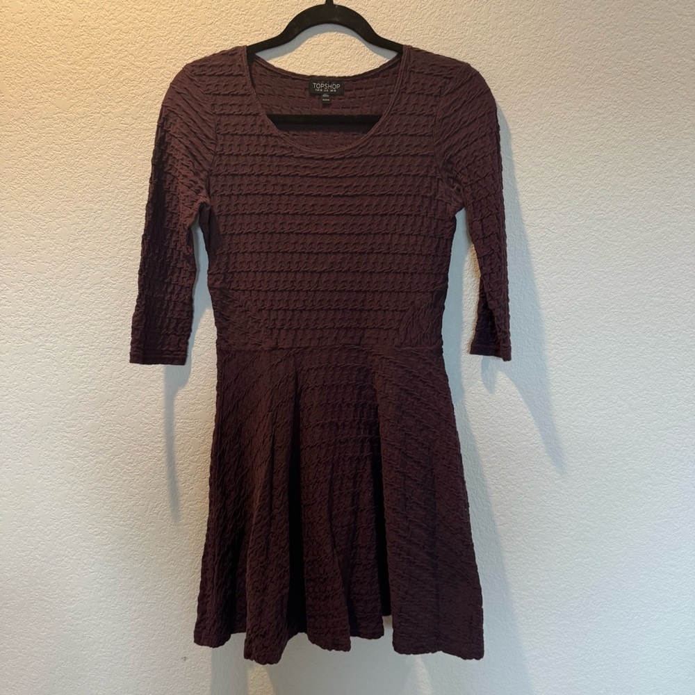 Top Shop Plum Textured Skater Dress